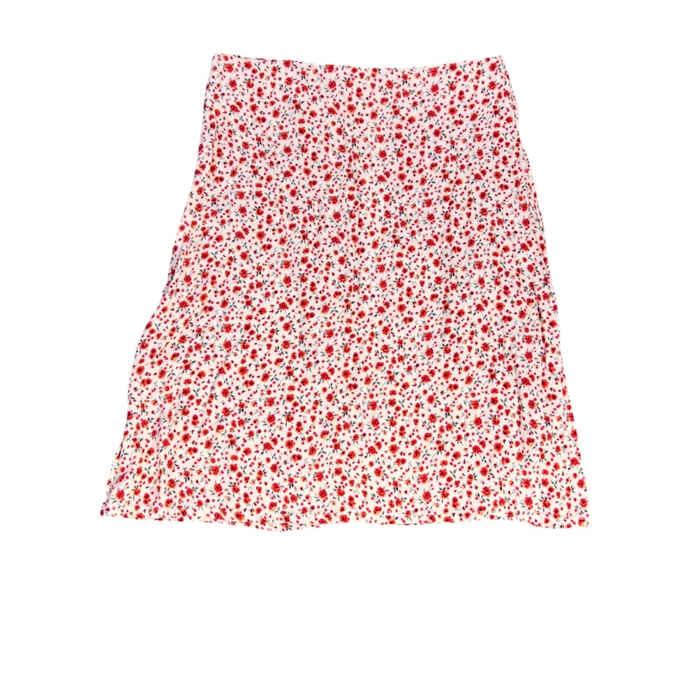 Brandy Melville Red White Ditsy Floral Mini Skirt A-Line Viscose Womens XS-Small - Picture 1 of 7